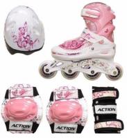 Набор Action PW-117Р (роликовые коньки, защита, шлем), размер 30-33