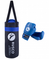 Набор для бокса, 6oz, к/з, черный/синий