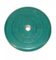 Диск обрезиненный Barbell, цветной, d=51 мм, 10 кг