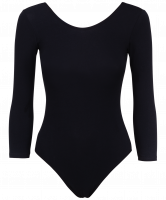 Купальник гимнастический AA-1411, рукав 3/4, хлопок, черный (36-42)