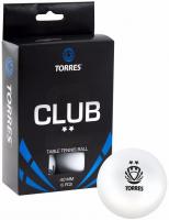 Мяч для настольного тенниса Torres Club 2* TT0014, 6 штук