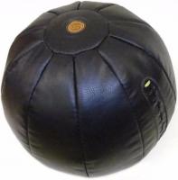 Мяч набивной для кроссфита 16 кг, натуральная кожа, диаметр 35 см, черный/коричневый
