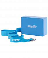 Комплект из блока и ремня для йоги FA-104, синий