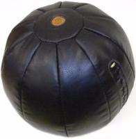 Мяч набивной для кроссфита 25 кг, натуральная кожа, диаметр 35 см, черный/коричневый