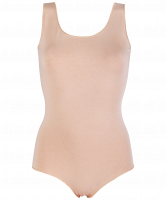 Купальник-невидимка гимнастический AA-7708, без рукавов, хлопок, бежевый (36-42)