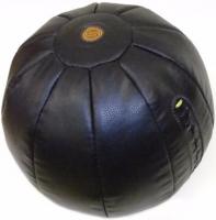 Мяч набивной для кроссфита 12 кг, натуральная кожа, диаметр 35 см, черный/коричневый