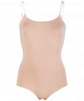 Купальник-невидимка гимнастический AA-7763, на бретелях, хлопок, бежевый (44-46)