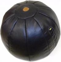 Мяч набивной для кроссфита 9 кг, натуральная кожа, диаметр 35 см, черный/коричневый