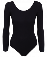 Купальник гимнастический AA-1421, с длинным рукавом, хлопок, черный (36-42)