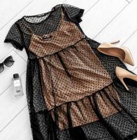 Платье майка с сеткой + вязка и резка