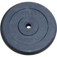 Диск обрезиненный Barbell MB-AtletB26-10, чёрного цвета, d=26 мм, 10 кг