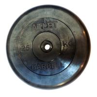 Диск обрезиненный Barbell MB-AtletB26-25, чёрного цвета, d=26 мм, 25 кг