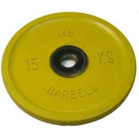 Диск обрезиненный Barbell, цветной, d=26 мм, 15 кг