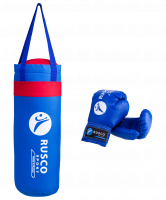 Набор для бокса Rusco, 6oz, кожзам, синий