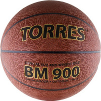 Мяч баскетбольный  "TORRES BM900" арт.B30036, р.6, ПУ-композит, нейлон. корд, бутил. камера, темнооранж-черн