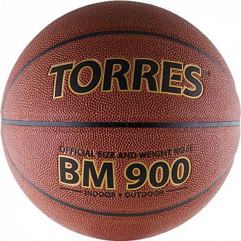 Мяч баскетбольный  "TORRES BM900" арт.B30036, р.6, ПУ-композит, нейлон. корд, бутил. камера, темнооранж-черн