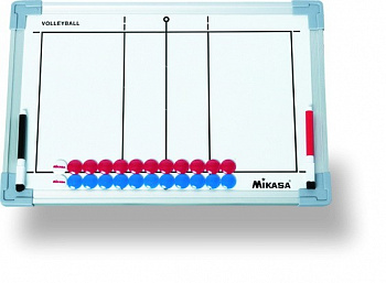 Тактическая доска для волейбола "MIKASA SB-V", 45х30см,двухстор,кольца для подвеш,маркеры 2-х цв.и фишки в комп