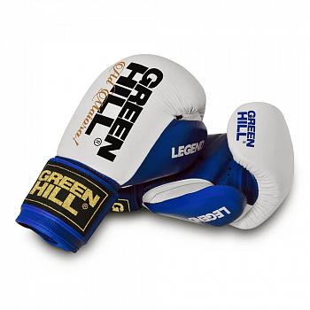 Перчатки боксерские  "GREEN HILL LEGEND" арт. BGL-2246-14-BL, 14 oz, нат. кожа, сине-белые