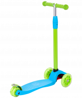 Самокат 3-колесный Snappy 2.0 3D 120/80 мм, голубой/зеленый