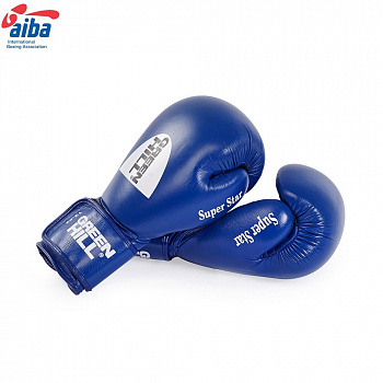 Перчатки боксерские  "GREEN HILL SUPER STAR" арт.BGS-1213a-12-BL, 12oz, нат.кожа, одобр.AIBA, диз'17, син.