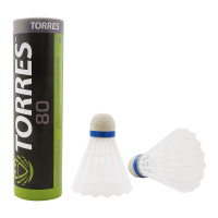 Воланы для бадминтона TORRES 80 (ПВХ), арт.BD-107, уп.6шт.белый, сред.скор.