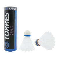 Воланы для бадминтона TORRES 250 (нейлон/пробка), арт. BD-109, уп.6шт.белый, сред.скор.
