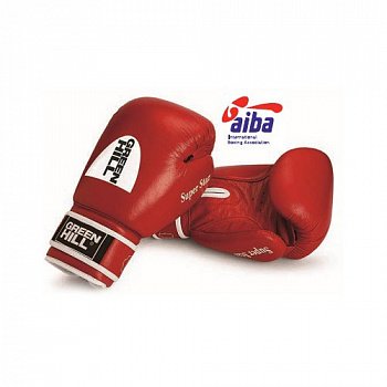 Перчатки боксерские  "GREEN HILL SUPER STAR" арт. BGS-1213a-12-RD, 12 oz, нат. кожа, одобр. AIBA, красные