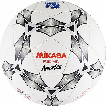 Мяч футзальный  "MIKASA FSC-62 America",р.4,мат.ПУ,32 п,бут.к,руч.сш,бел-сер-крас