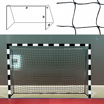 Сетка гандбольная /футзальная , арт.FS-G №15, ЧЕР a:3.0 b:2.0 c:0.8 d:1.0 м, нить 3,5мм ПП, яч.10*10см, чер