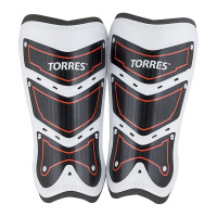 Щитки "TORRES Training" арт.FS1505L-RD, р. L, без голеностопа, две заст. на лип, черно-бело-красный