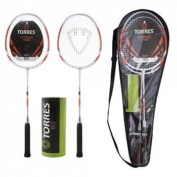 Набор для бадминтона  TORRES Hybrid,арт.BD-505, для начинающ.,стал. стерж, алюм. обод, со струнами, оранж