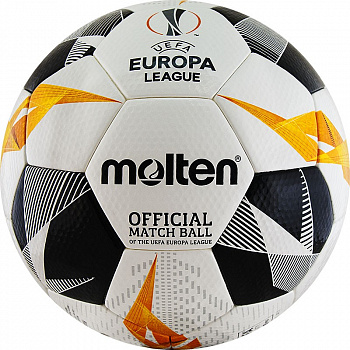 Мяч футбольный  "MOLTEN F5U5003-G19" р.5, FIFA Quality Pro, UEFA Europa League,ПУ, термосш, бел-ор-чер