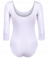 Купальник гимнастический с рукавом 3/4, полиамид, белый, р. 28-34