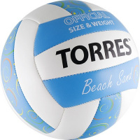 Мяч волейбольный пляжный  "TORRES Beach Sand Blue" арт.V30095B, р.5, синт.кожа (ТПУ),маш.сш,бут.к,бел-голуб