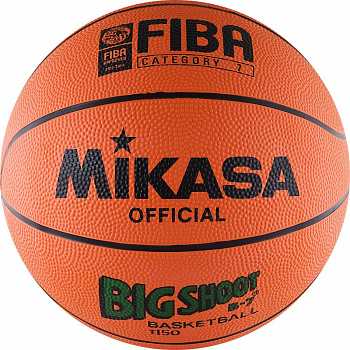 Мяч баскетбольный  "MIKASA 1150"  р.7, резина, FIBA II категории, бут.кам, нейл.корд, оранж-чер