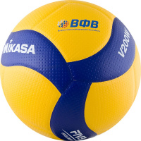 Мяч волейбольный  "MIKASA V200W", р.5, оф.мяч FIVB, FIVB Appr, синт.кожа (микрофиб), 18пан, клееный, желт-син