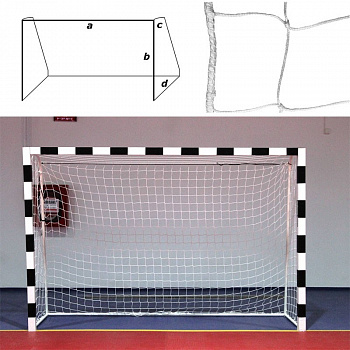 Сетка гандбольная /футзальная , арт.FS-G-№13, a:3.0 b:2.0 c:0.8 d:1.2 м, нить 3,5 мм ПП, яч. 10*10 см, белая