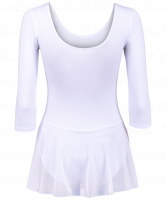 Купальник гимнастический AA-181, рукав 3/4, юбка сетка, хлопок, белый (28-34)