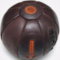 Мяч набивной для кроссфита 24 кг, натуральная кожа, диаметр 35 см, черный/коричневый