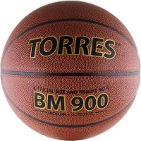Мяч баскетбольный  "TORRES BM900" арт.B30037, р.7, ПУ-композит, нейлон.корд, бутил. камера, темнооранж-черн