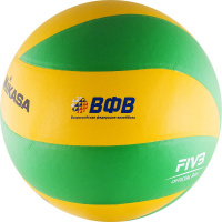 Мяч волейбольный  "MIKASA MVA390CEV", р 5, синт.кожа (ПВХ), 8 пан, клееный, зелено-желтый