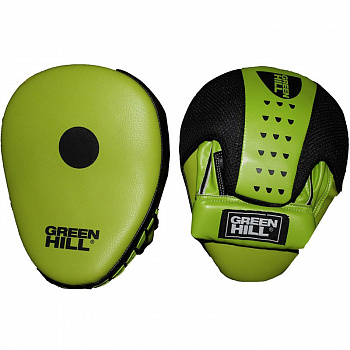 Лапы боксерские изогнутые"GREEN HILL" арт. FM-5250, синт. кожа, зелено-черные