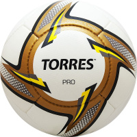 Мяч футбольный  "TORRES Pro" арт.F31815, р.5, 14 панел. PU, 4 подкл. слоя, ручная сшивка, бело-золот-черн