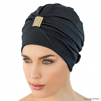 Шапочка для плавания женская  "FASHY Exclusive swimcap", арт.3498, полиэстер, черно-золотой