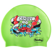 Шапочка для плавания детская  "FASHY Silicone Cap Printed",арт.3047-00-60, силикон, принт "крабы",салатовый