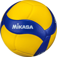 Мяч волейбольный  "MIKASA V300W", р.5, FIVB Appr, 18 пан, синт.кожа (микрофиб), клееный, бут.кам, желто-синий
