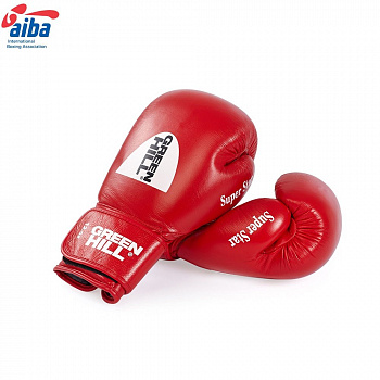 Перчатки боксерские  "GREEN HILL SUPER STAR" арт.BGS-1213a-12-RD, 12oz, нат.кожа, одобр.AIBA, диз'17,крас.