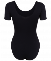 Купальник гимнастический AA-140, с коротким рукавом, хлопок, черный (28-34)
