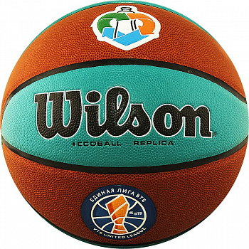 Мяч баскетбольный  WILSON VTB Replica ASG ECO, арт.WTB1534XBVTB, р.7, композит, бутил. кам, коричнево-бирюзов