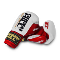 Перчатки боксерские  "GREEN HILL LEGEND" арт. BGL-2246-10-RD, 10 oz, нат. кожа, красно-белые